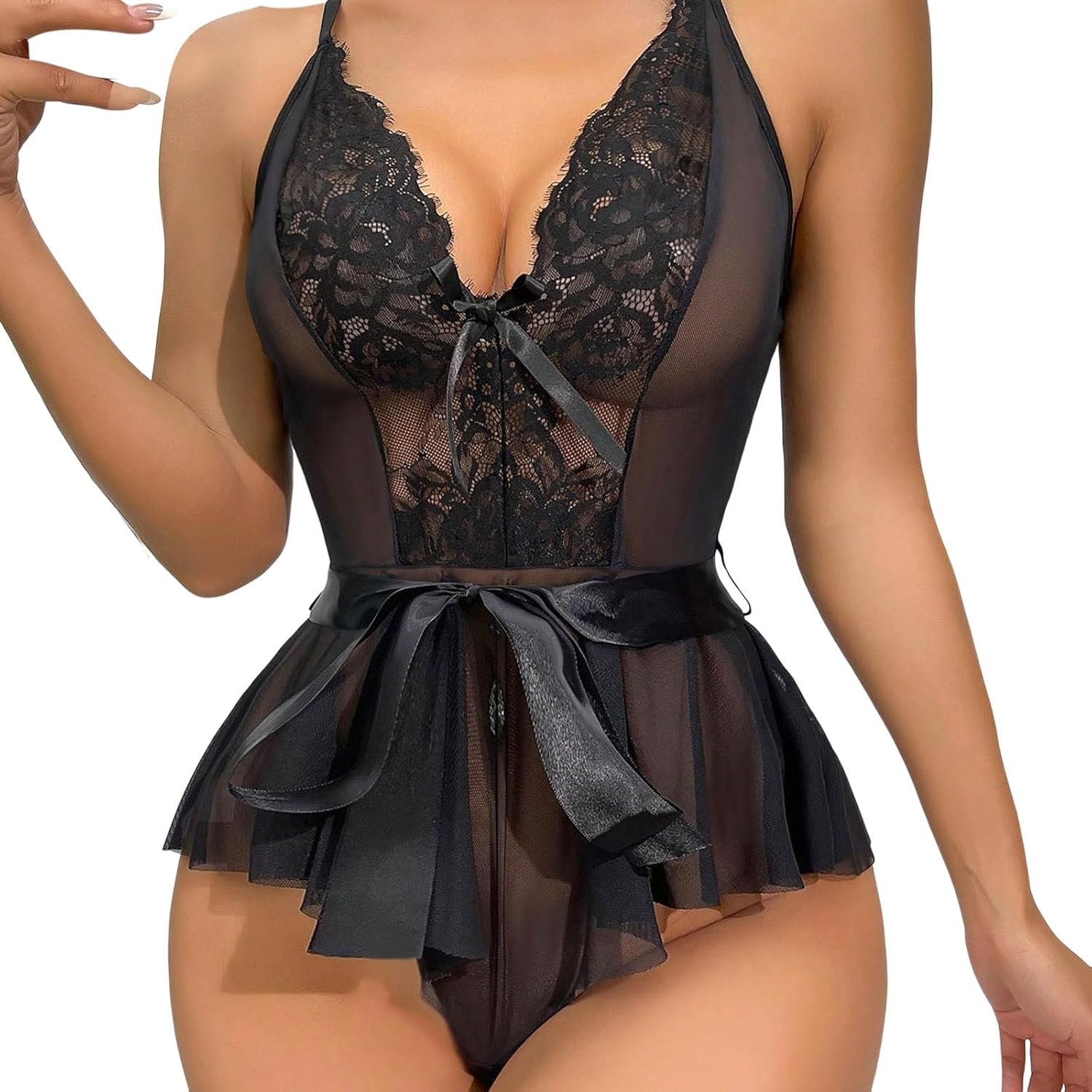 Pants Lingerie for Girls Set teddy bodysuit with waist belt and bow tie seductive deep v lingerie Pants Lingerie for Girls Set teddy bodysuit with waist belt and bow tie seductive deep v lingerie