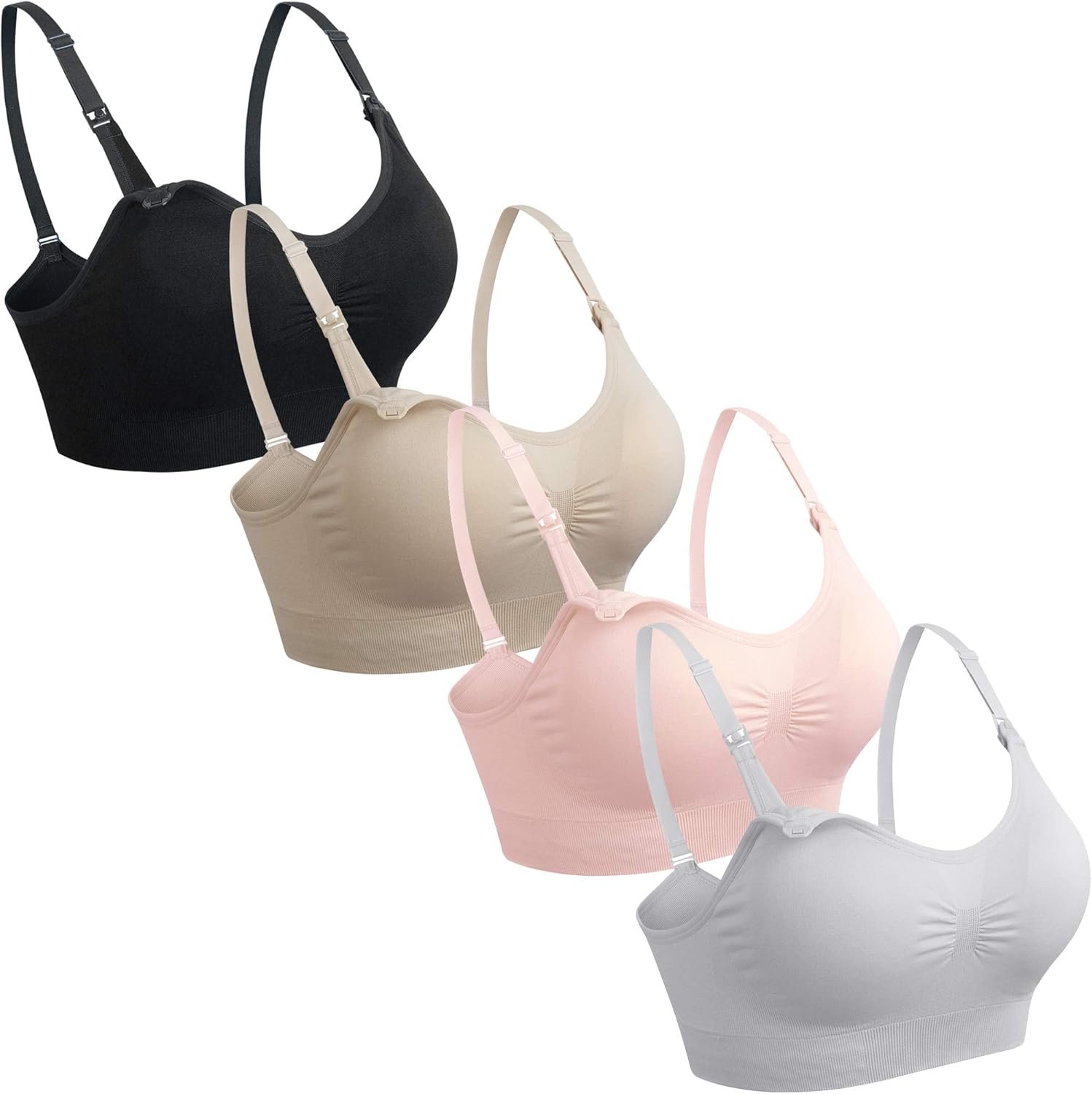 GXXGE 4Pack Nursing Bra for Breastfeeding Maternity Bras Push Up Silk Seamless Being pregnant Bralette Underwear GXXGE 4Pack Nursing Bra for Breastfeeding Maternity Bras Push Up Silk Seamless Being pregnant Bralette Underwear