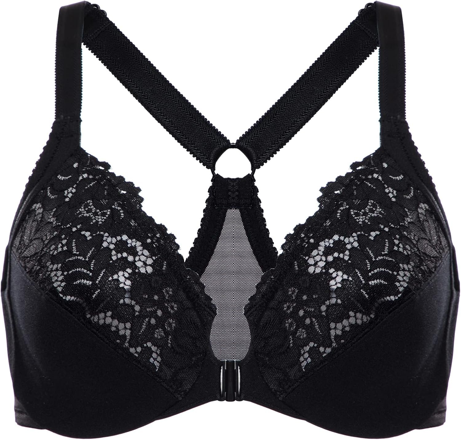 DELIMIRA Ladies’s Entrance Closure Plus Measurement Full Protection Lace Underwire Racerback Bra DELIMIRA Ladies’s Entrance Closure Plus Measurement Full Protection Lace Underwire Racerback Bra