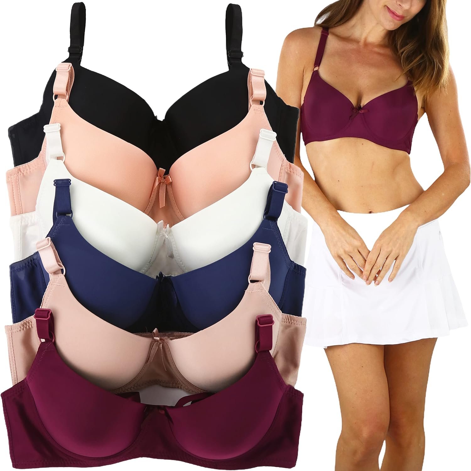 ToBeInStyle Ladies’s Pack of 6 Padded Assorted Kinds Supportive Bras Cup Dimension – A to DDD ToBeInStyle Ladies’s Pack of 6 Padded Assorted Kinds Supportive Bras Cup Dimension – A to DDD