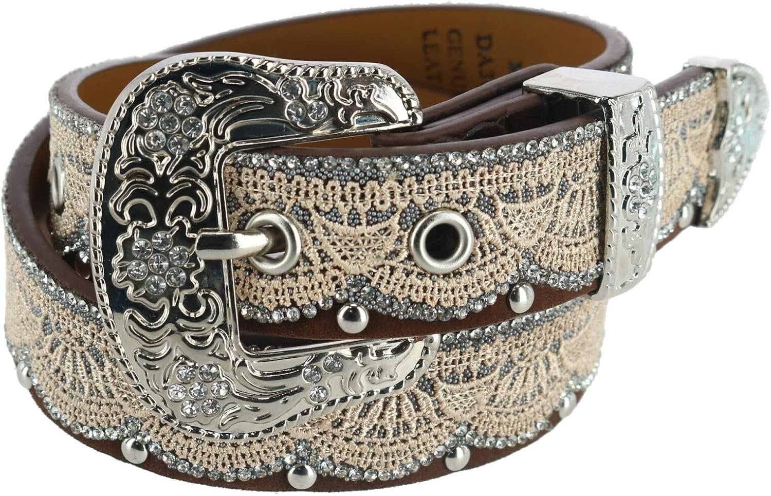 M&F Western 1.25″ Lace Overlay Belt Brown/Tan SM M&F Western 1.25″ Lace Overlay Belt Brown/Tan SM