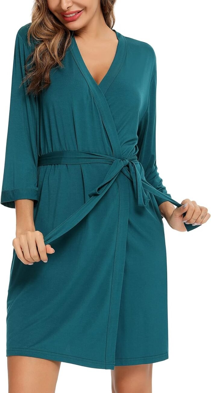 Anjue Gown for Ladies Kimono Robes Quick Bamboo Bathrobe Delicate Sleepwear Girls Loungewear S-XXL
