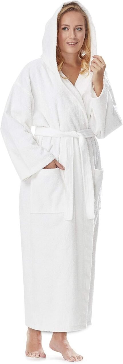 Arus Ladies’s Hooded Basic Bathrobe Turkish Cotton Gown with Full Size Choices Arus Ladies’s Hooded Basic Bathrobe Turkish Cotton Gown with Full Size Choices