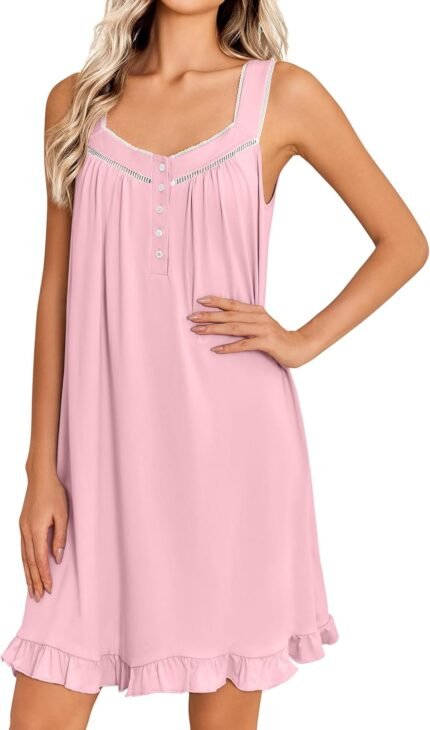 Ekouaer Nightgowns for Girls Sleeveless Night time robe Victorian Home Costume Smooth Nightdress Women Chemise