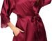 Ekouaer Women's Silk Robe Short Lace Tri...