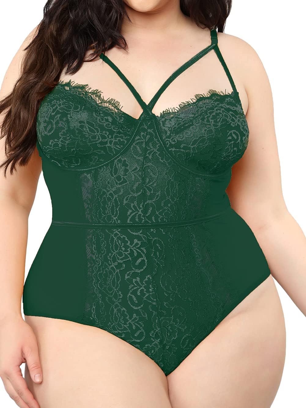 Kaei&Shi Plus Measurement Eyelash Lace Bodysuit… Kaei&Shi Plus Measurement Eyelash Lace Bodysuit…