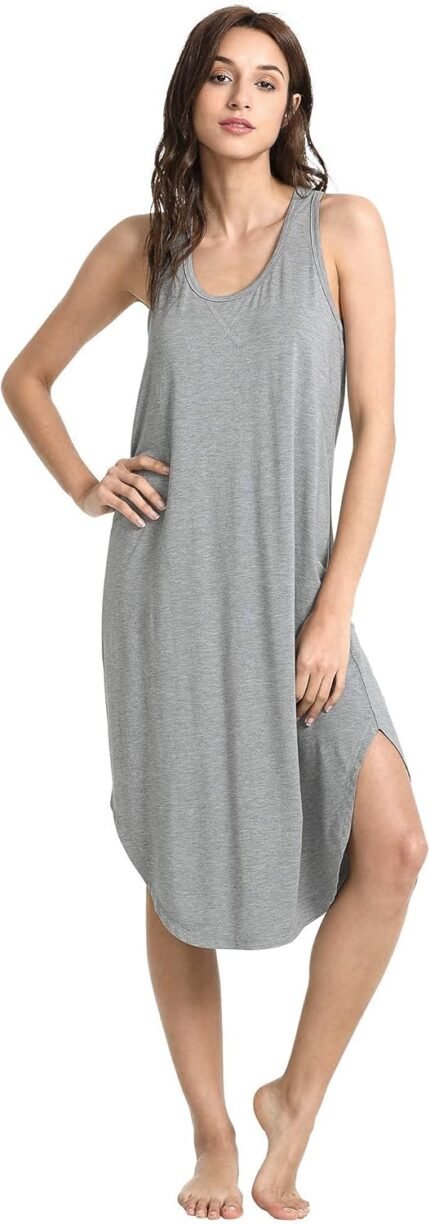 Lengthy Nightgown for Girls – Viscose Constituted of Bamboo, Gentle Sleeveless Sleep Shirt Summer time Cute Racerback Sleep Costume