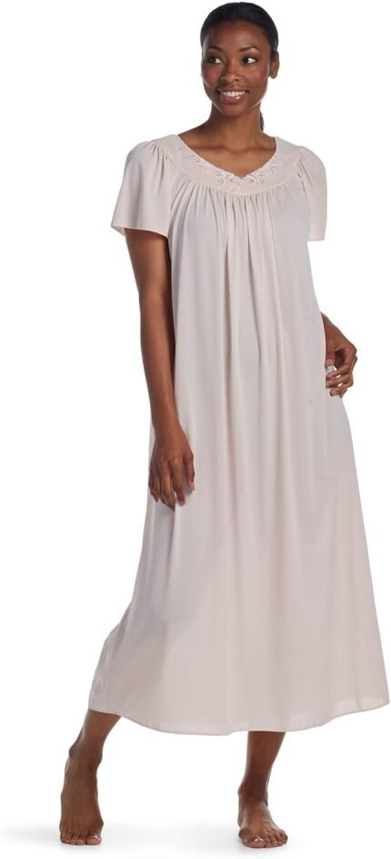 Miss Elaine Nightgown – Girls’s Lengthy Tricot Nightgown, Quick Flutter Sleeves, Comfy Light-weight Material, Sleepwear