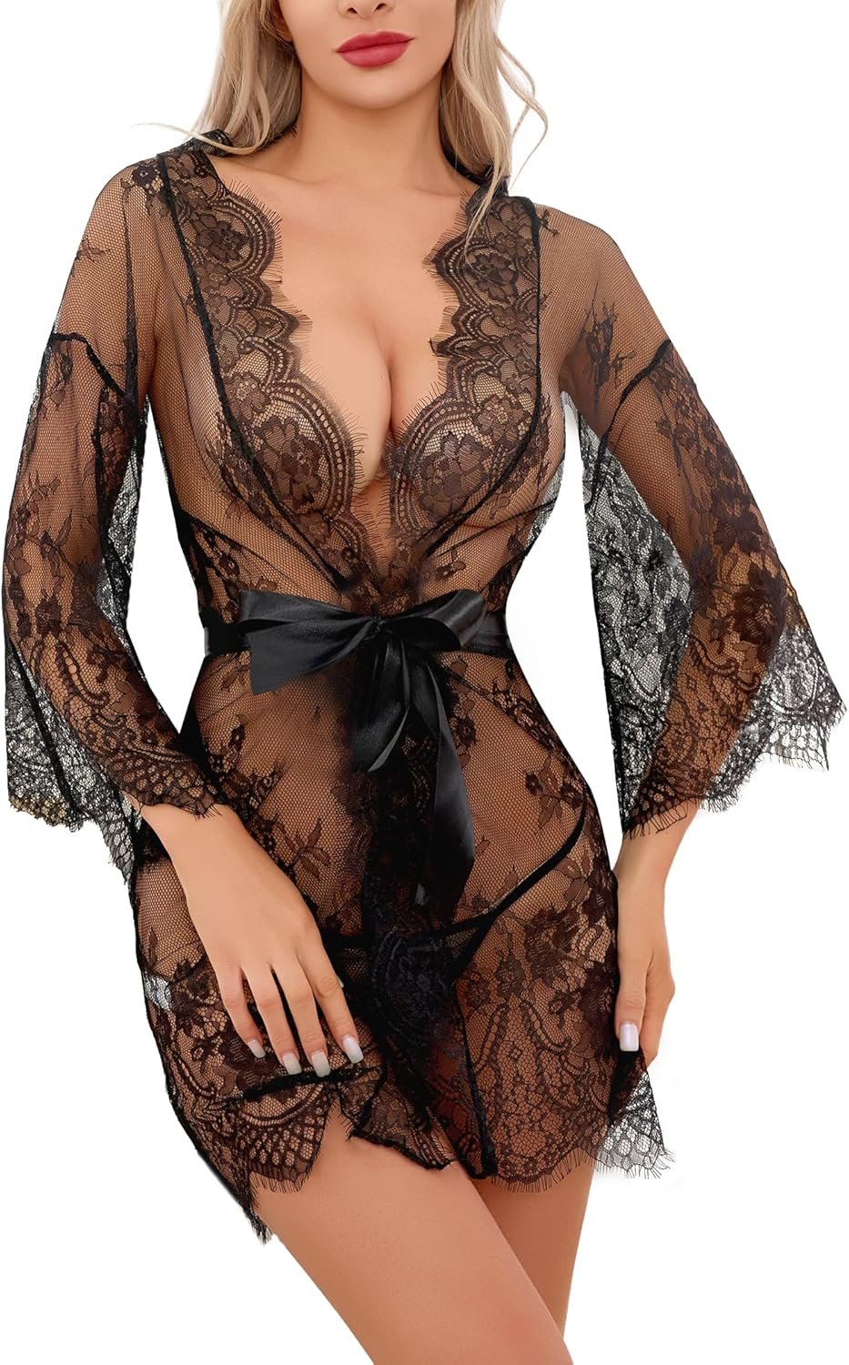 Narcisse Girls’s Lingerie Lace Kimono Ro… Narcisse Girls’s Lingerie Lace Kimono Ro…
