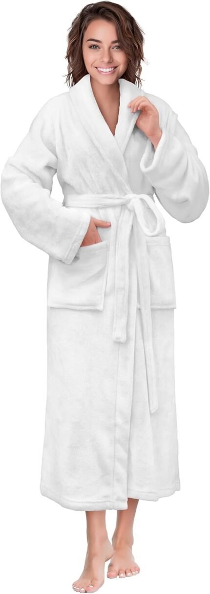 PAVILIA Girls Gown Fleece Plush Delicate, Fluffy Fuzzy Cozy Heat Light-weight Bathrobe, Bathe Spa Home Lengthy Gown for Girls
