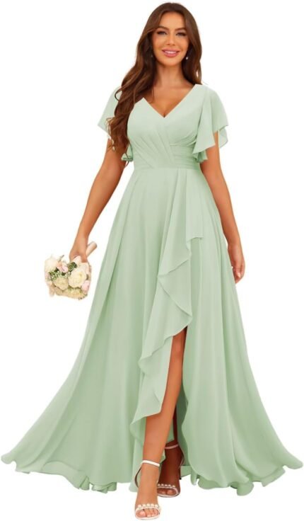 SEIM Ladies’s V Neck Flutter Sl…