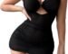 Sexy Chain Sheer Mesh Ruched Bodycon Min...