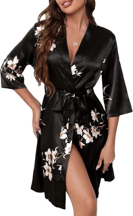 🔹 soft satin robe