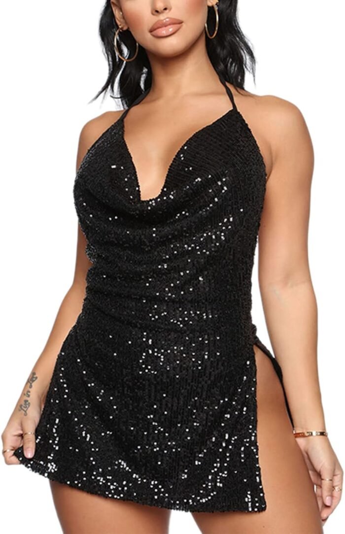 Girls’s Sequin Halter Bodycon …