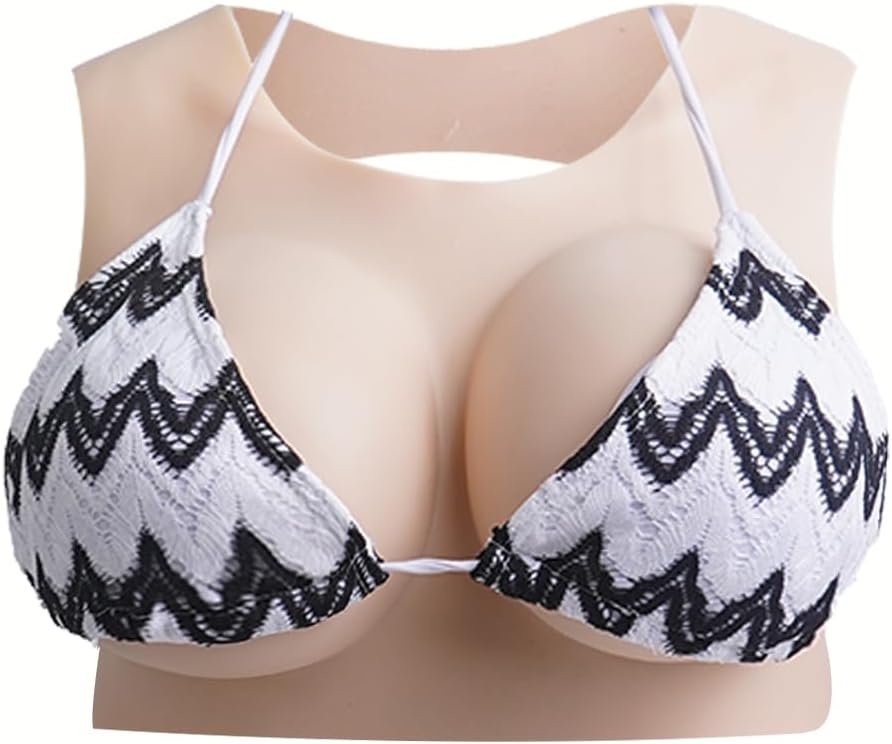 Spherical Collar Silicone Breastplate, Again Hole Faux Boobs Breasts Varieties B-G Cup for Crossdressers Transgender Drag Queen