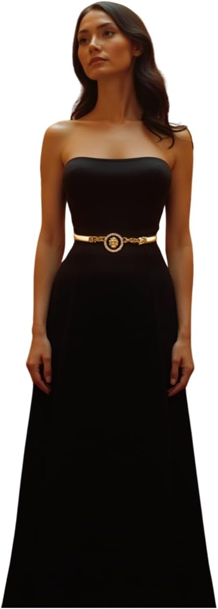 Ladies Gold Steel Lion Belt – Hip Excessive Waist Elastic Skinny Waistband Plus Dimension L XL Ladies Gold Steel Lion Belt – Hip Excessive Waist Elastic Skinny Waistband Plus Dimension L XL