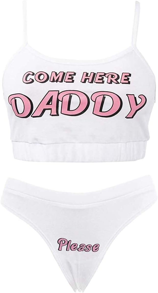 Multitrust Horny Ladies Come Right here Daddy Please Strappy Lingerie Set 2PCS Slutty Underwear Tank Tops and Panty Pajamas Sleepwear Multitrust Horny Ladies Come Right here Daddy Please Strappy Lingerie Set 2PCS Slutty Underwear Tank Tops and Panty Pajamas Sleepwear