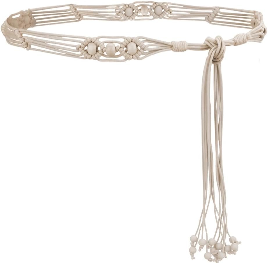 Classic Western Belts Braided Woven Rope Belt with Tassel Boho Beaded Tie Belt Waistband for Womens Gown Denims Classic Western Belts Braided Woven Rope Belt with Tassel Boho Beaded Tie Belt Waistband for Womens Gown Denims