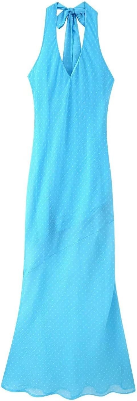 Ladies’s Summer season Attractive Polka Dot Costume Halter Neck Tie Backless Slim Match Scarf Collar Attire Trendy Get together Put on Ladies’s Summer season Attractive Polka Dot Costume Halter Neck Tie Backless Slim Match Scarf Collar Attire Trendy Get together Put on