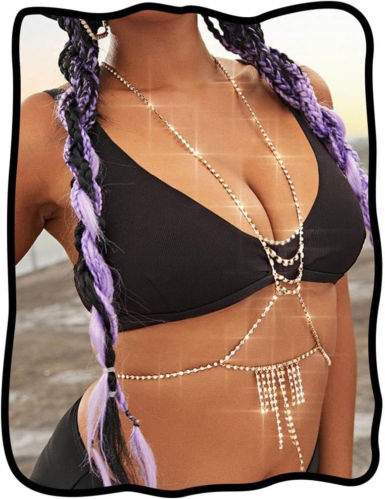 TWINKLEDE Rhinestone Chest Physique Chain Bra Silver Attractive Harness Belt Chains Jewellery for Girls TWINKLEDE Rhinestone Chest Physique Chain Bra Silver Attractive Harness Belt Chains Jewellery for Girls