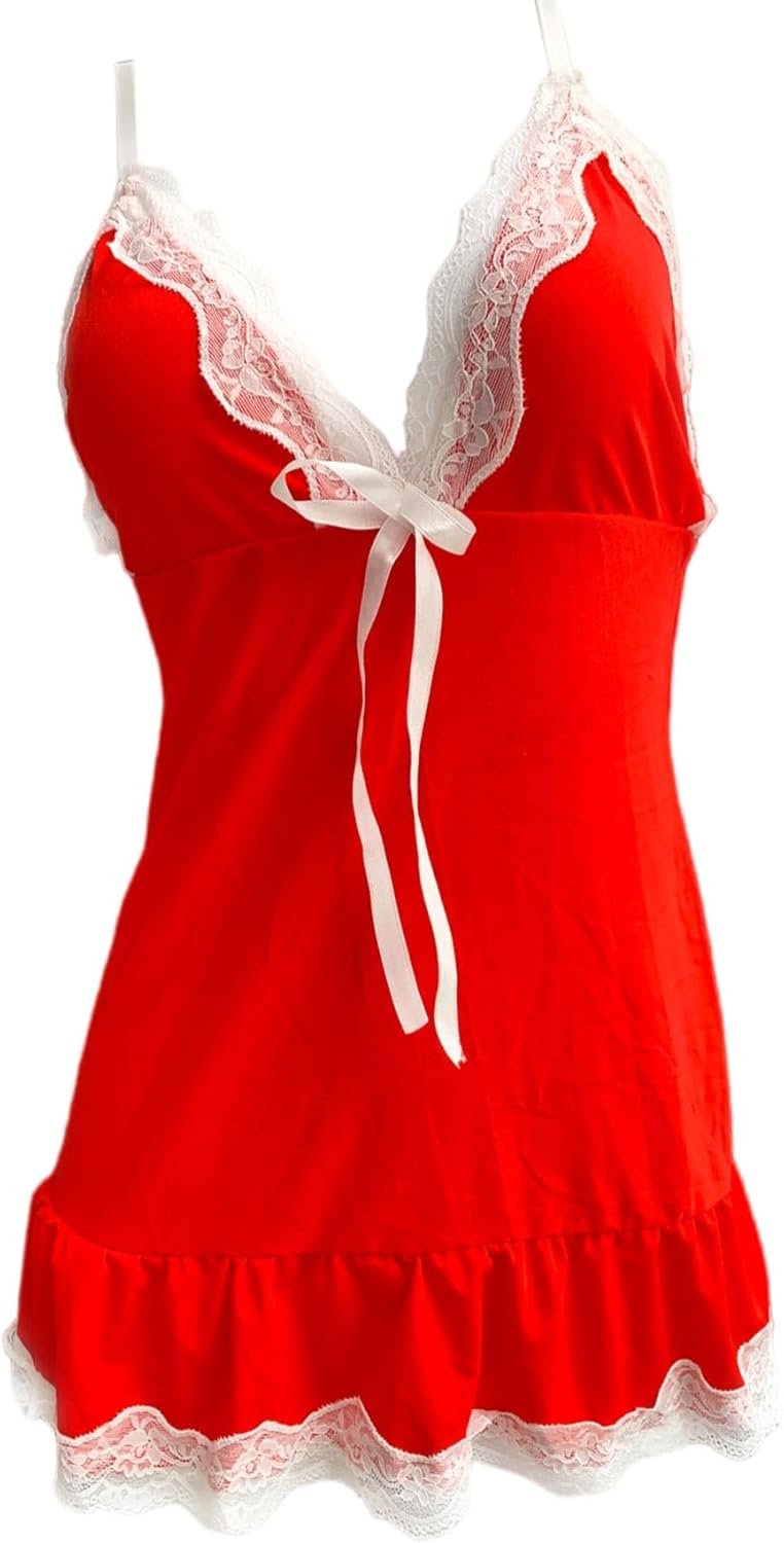 Girls Chemise Modal Sleepwear V-Neck Full Slip Babydoll Lace Lingerie Attractive Nightgowns