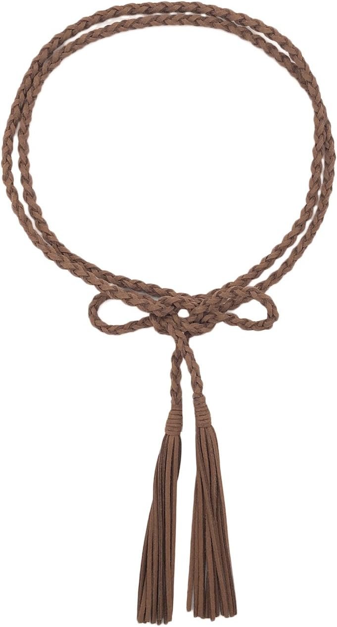 Ladies Women Braided Waist Tie Belt/Rope with Tassel Wrap Fabric Belts for Gown Pants Ladies Women Braided Waist Tie Belt/Rope with Tassel Wrap Fabric Belts for Gown Pants