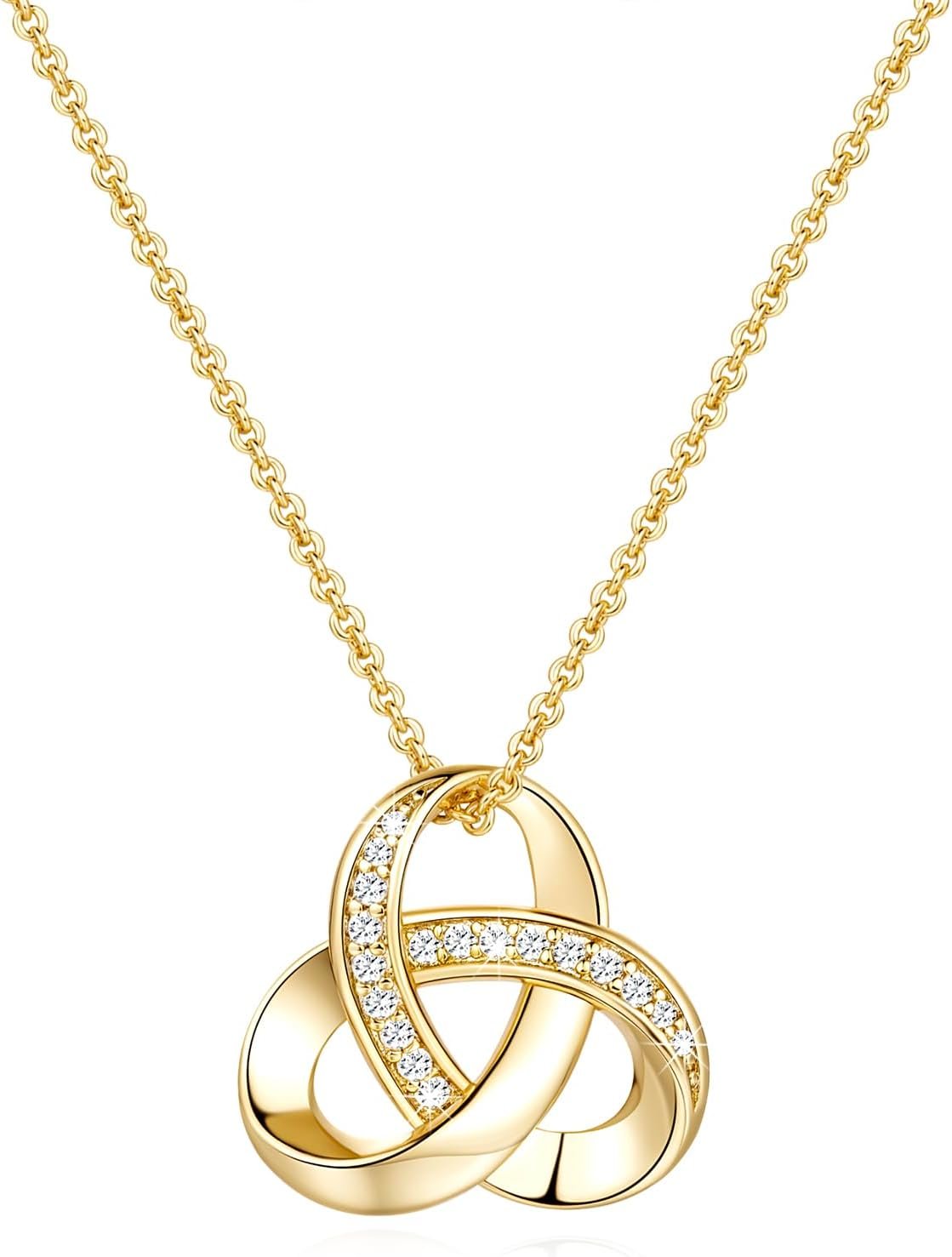 14K Gold Necklaces for Girls Fashionable Love Knot Infinity Interlocking Knot Necklaces Pendant Necklace for Girls Diamond Necklace Adjustable in Size 18in 14K Gold Necklaces for Girls Fashionable Love Knot Infinity Interlocking Knot Necklaces Pendant Necklace for Girls Diamond Necklace Adjustable in Size 18in