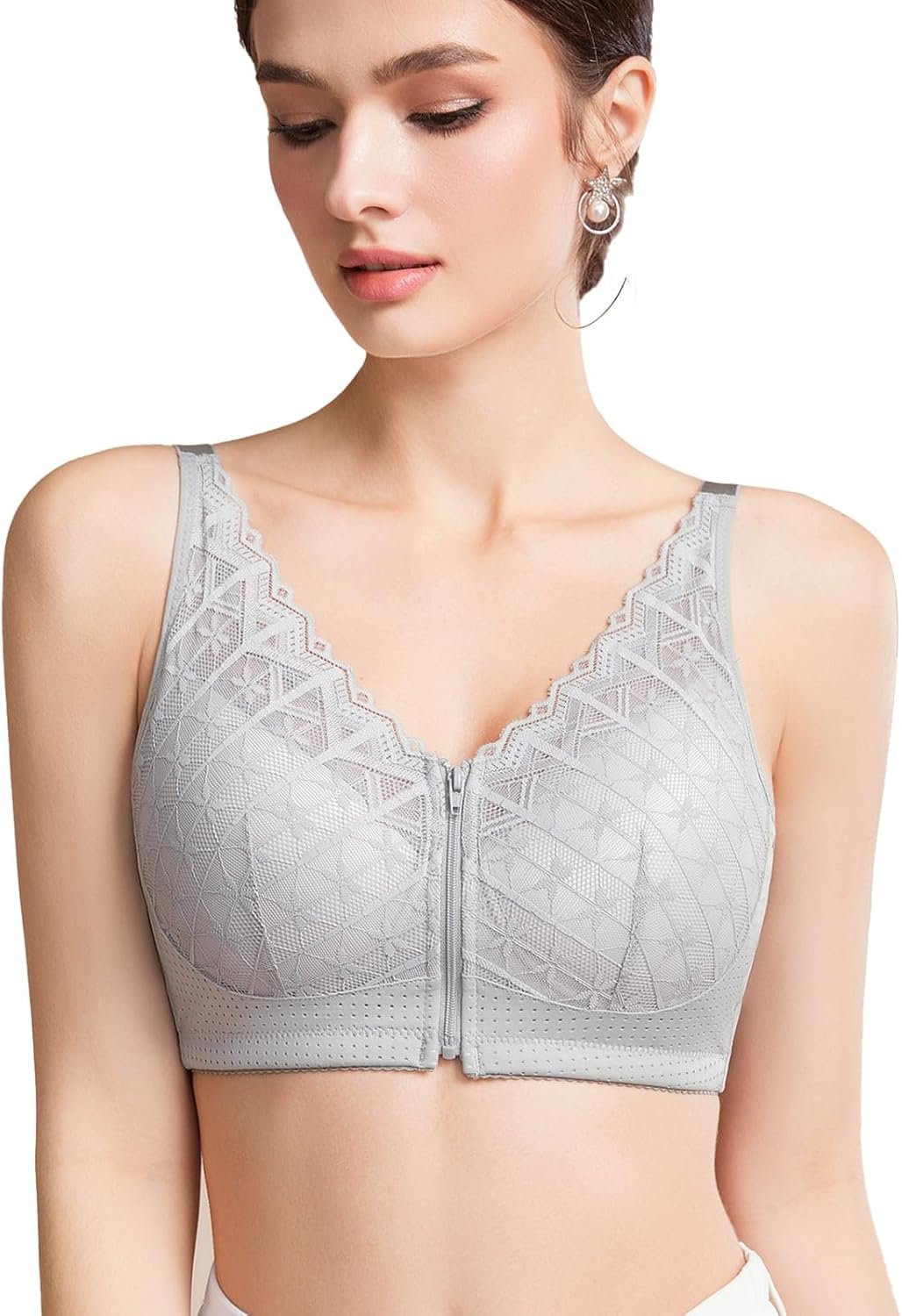 Entrance Closure Mastectomy Bra-Zip Put up-Surgical procedure Bra with Pockets for Breast Prosthesis Surgical Bra for Girls
