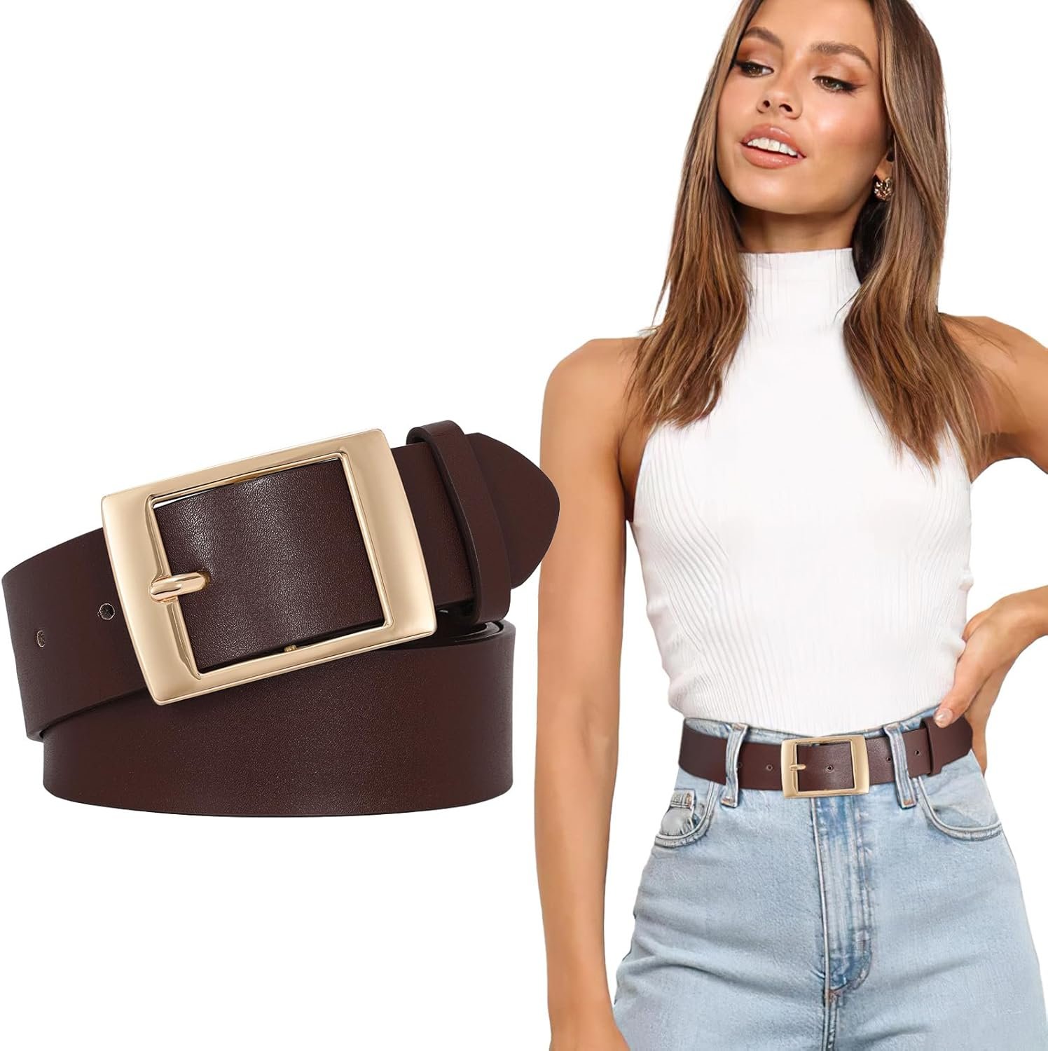 SUOSDEY Style Womens Leather-based Belts,Vast Waist Belt with Pin Buckle for Denims Pants Clothes,1.5″ width SUOSDEY Style Womens Leather-based Belts,Vast Waist Belt with Pin Buckle for Denims Pants Clothes,1.5″ width