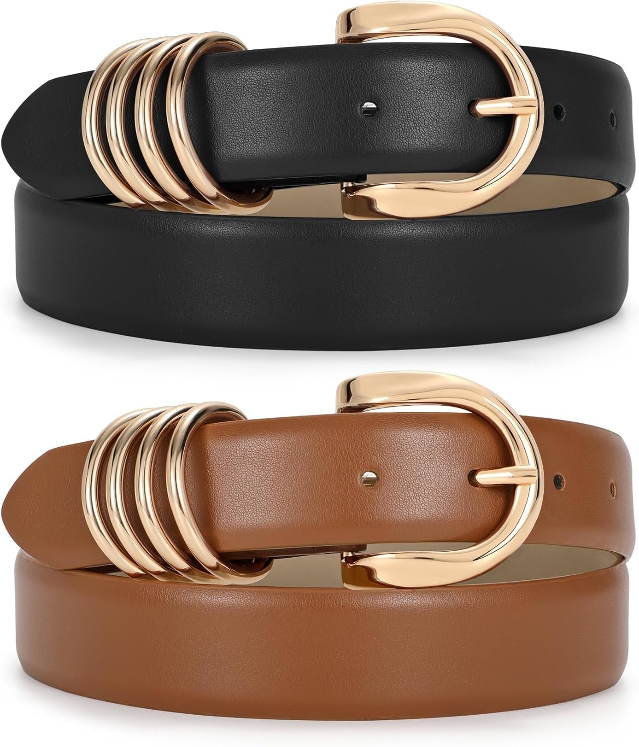 JASGOOD 2 Pack Ladies’s Leather-based Belts for Denims Pants Vogue Girls Costume Waist Belts with Gold Buckle JASGOOD 2 Pack Ladies’s Leather-based Belts for Denims Pants Vogue Girls Costume Waist Belts with Gold Buckle