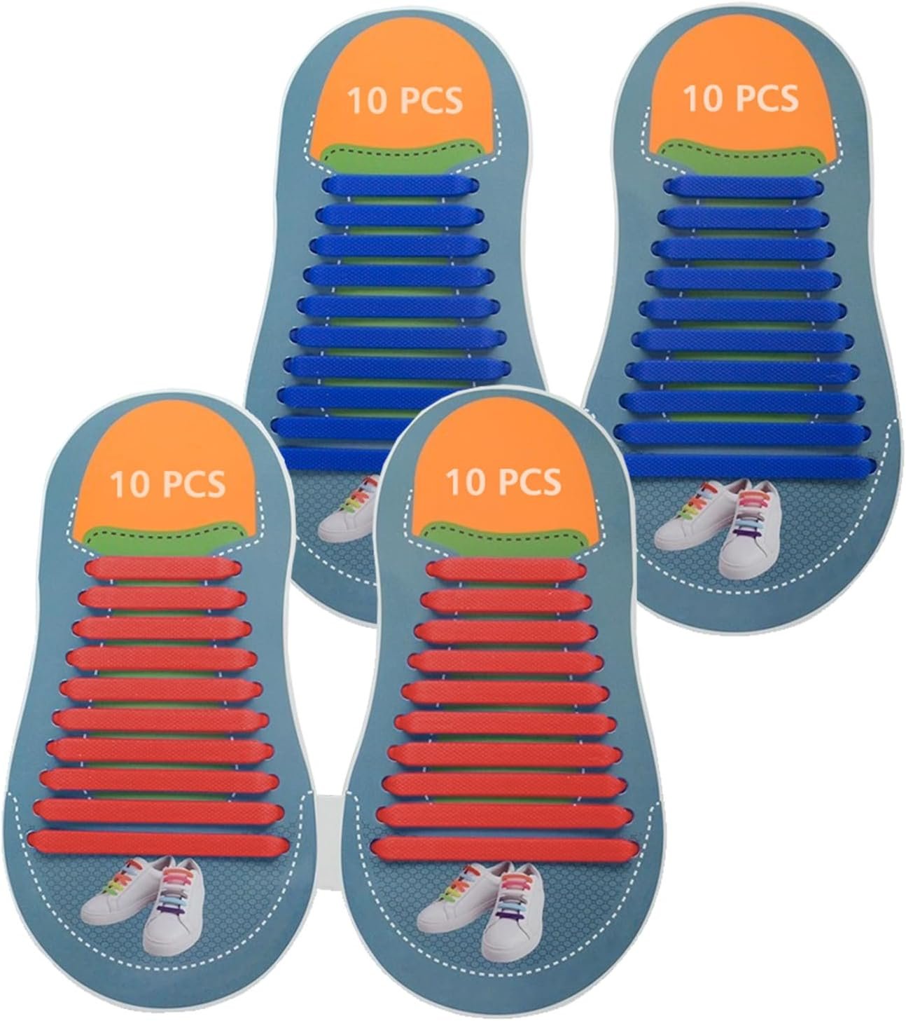 2-Pair Silicone No-Tie Shoelaces for Adults (32-40PCs) – Elastic Tieless Laces for Sneakers & Work Footwear, Multi-Colour 2-Pair Silicone No-Tie Shoelaces for Adults (32-40PCs) – Elastic Tieless Laces for Sneakers & Work Footwear, Multi-Colour