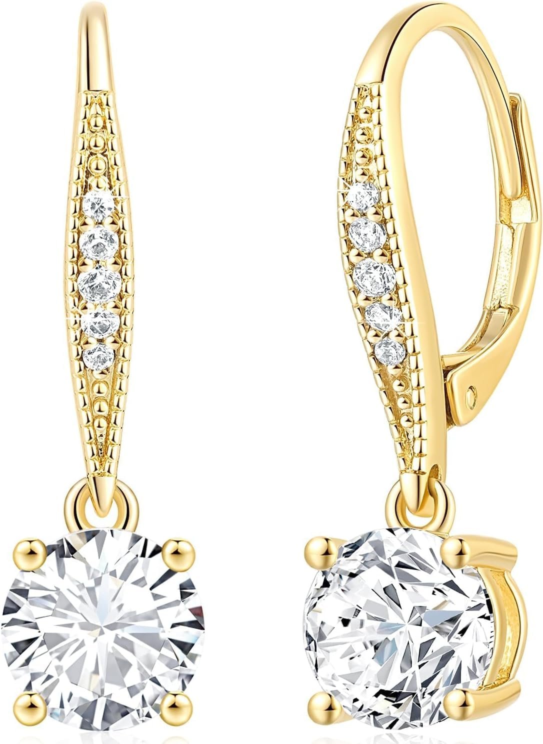 Cossa Dangle Earrings 14K Gold Drop Earrings for Ladies Dangle Trendy Leverback Earring with Cubic Zirconia Drop Earring A Should-have Vogue Accent Cossa Dangle Earrings 14K Gold Drop Earrings for Ladies Dangle Trendy Leverback Earring with Cubic Zirconia Drop Earring A Should-have Vogue Accent
