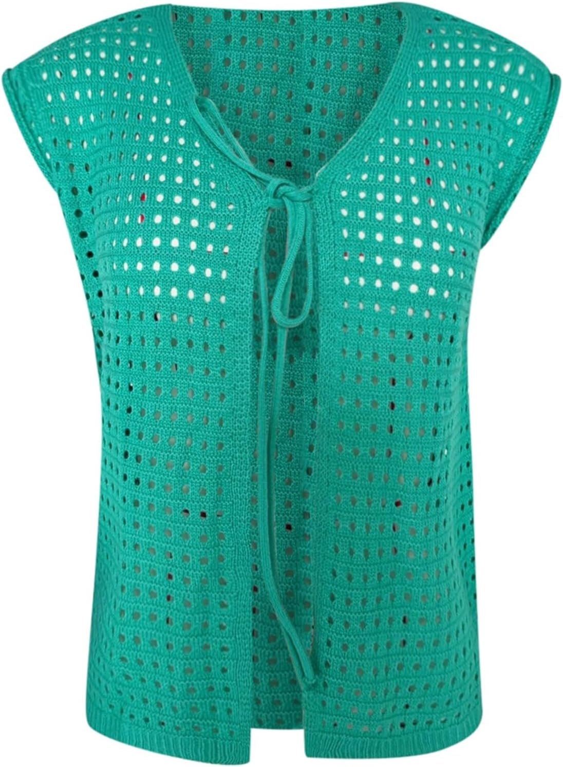 Ladies’s Knitted Crochet Hole Cardigans Horny Break up Tie Entrance Cap Sleeve Coverups Shirts Solar Safety Seashore Tops Ladies’s Knitted Crochet Hole Cardigans Horny Break up Tie Entrance Cap Sleeve Coverups Shirts Solar Safety Seashore Tops