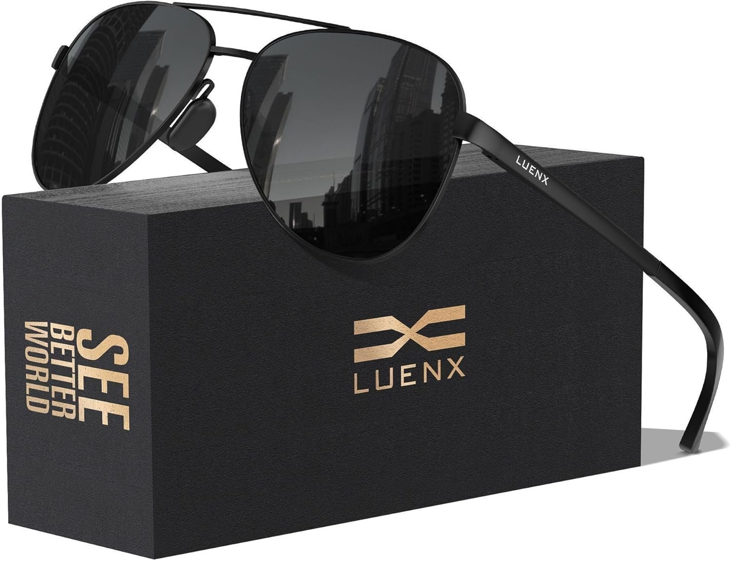 LUENX Aviator Sun shades for Males Girls Polarized – UV400 Safety, Fashionable Shades, Driving, Outside Actions