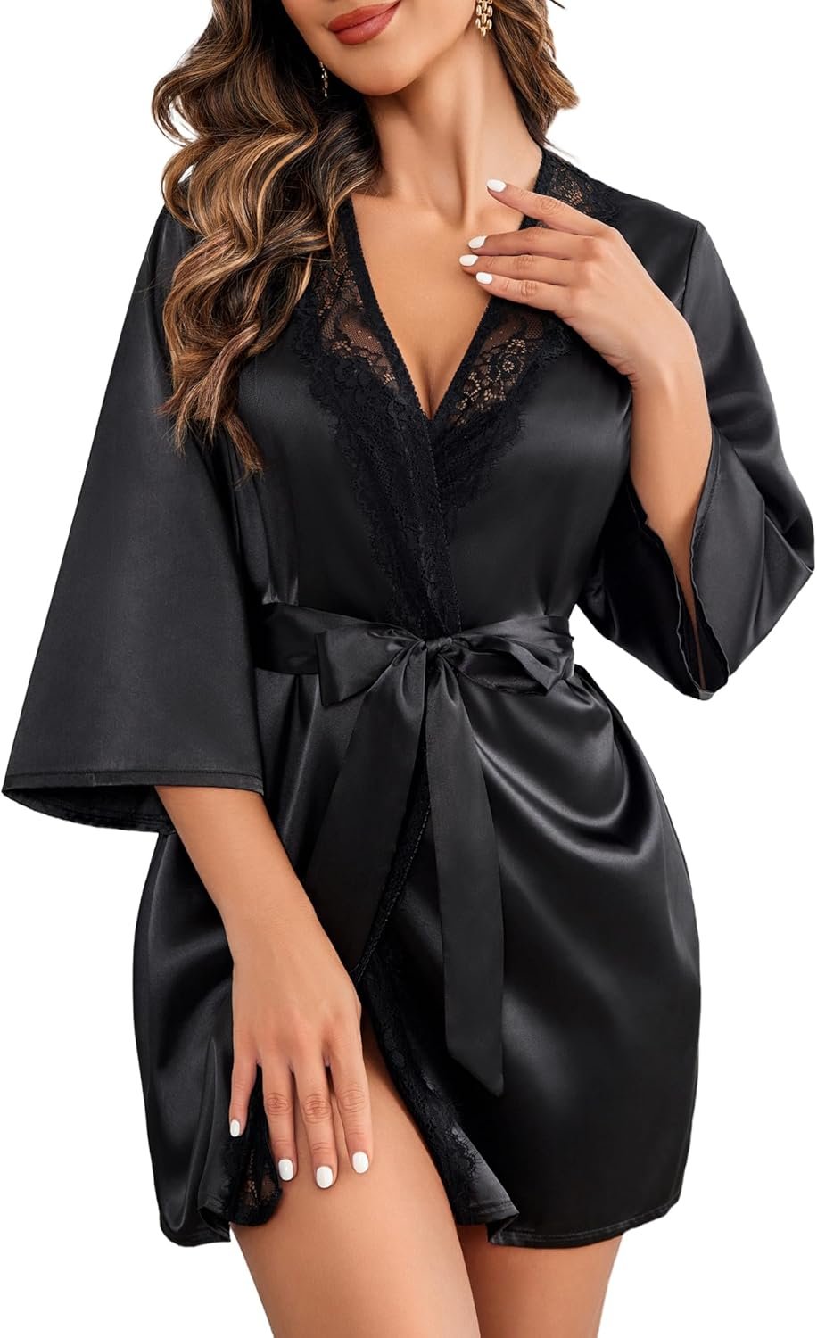 Avidlove Ladies’s Kimono Gown Brief Satin… Avidlove Ladies’s Kimono Gown Brief Satin…