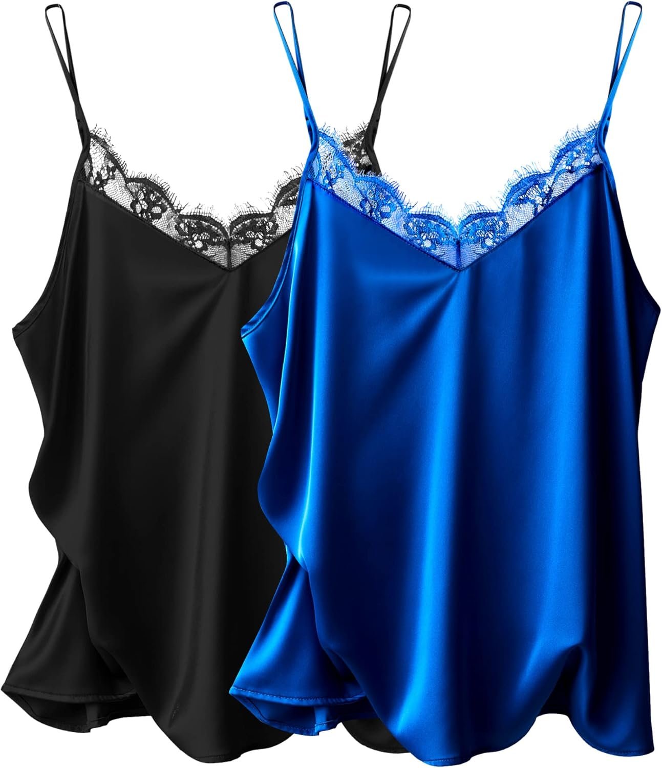 Ekouaer Women's 2 PCS Cami Top Satin Tan...