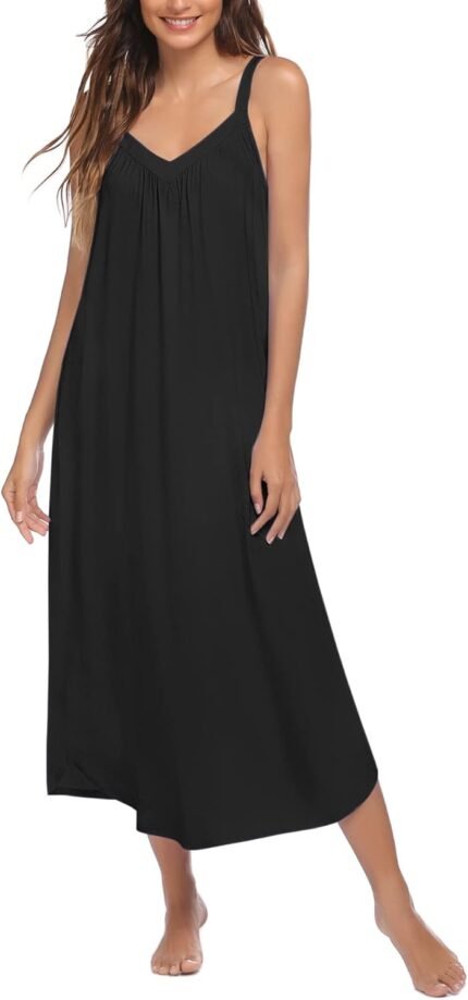 Ekouaer Womens Nightgown Sleeveless Lengthy Evening Robe Full Slip Sleep Costume Print Sleepwear Mushy Lounge Costume