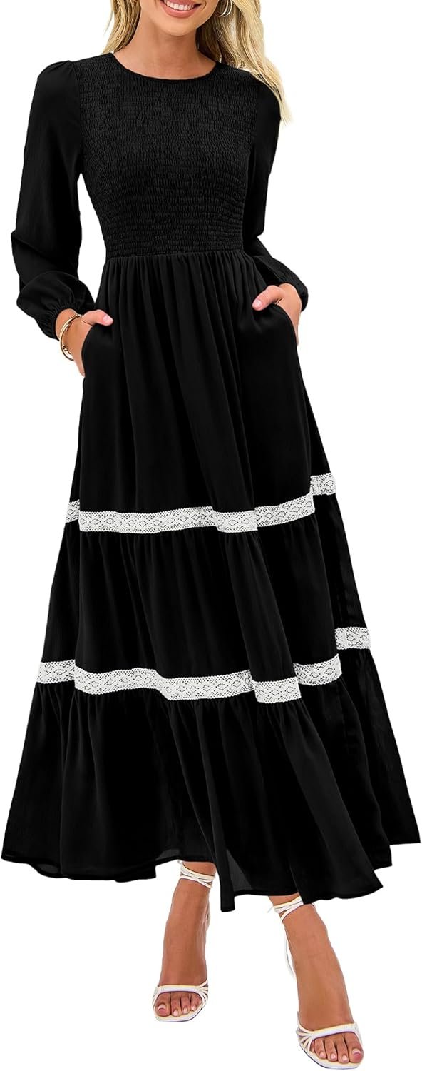 KIRUNDO Womens Smocked Lengthy