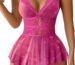 Lilosy Sexy Bows Floral Lace Mesh Babydo...