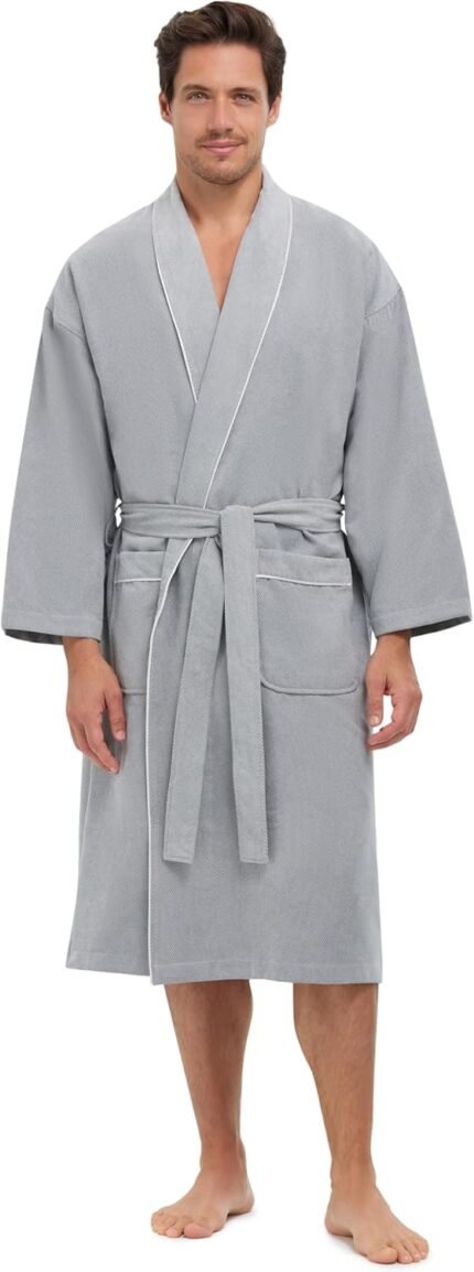MONARCH Chamois Microfiber Scarf Lodge Gown – Light-weight Absorbent Tender Spa Bathrobe in Cypress