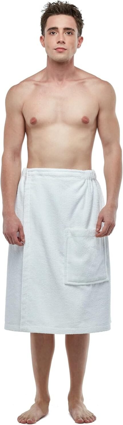 Mens Terry Cotton Bathrobe Towel, Males’s Adjustable Closure Bathe Wrap Gown