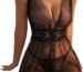 Women's 2 Piece Polka Dots Lace Sheer Me...