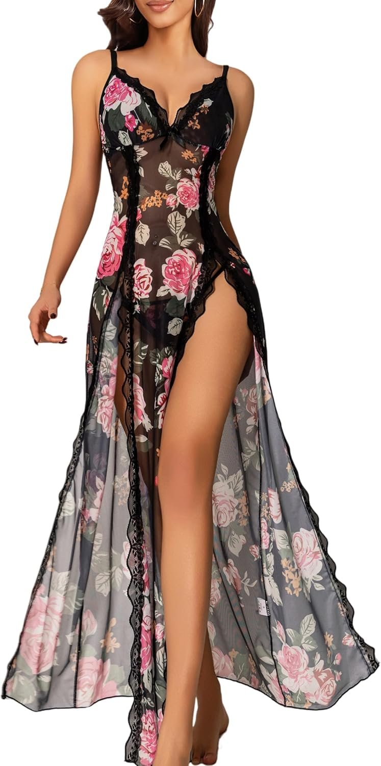 Ladies Lingerie Lace Babydoll Chemise Nightwear Horny Mesh Nightdress Facet Break up Nightgown Ladies Lingerie Lace Babydoll Chemise Nightwear Horny Mesh Nightdress Facet Break up Nightgown