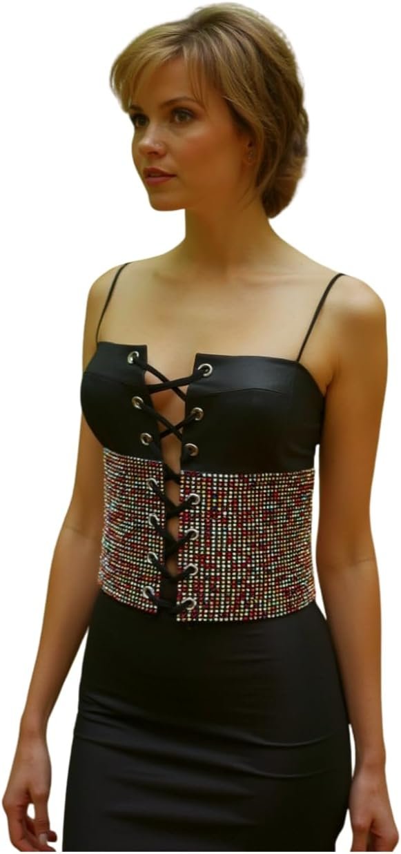 Stylish Style Jewellery Ladies Huge Black Fake Leather-based Excessive Waist Corset Belt Multicolor Rhinestones Measurement M z301 Stylish Style Jewellery Ladies Huge Black Fake Leather-based Excessive Waist Corset Belt Multicolor Rhinestones Measurement M z301