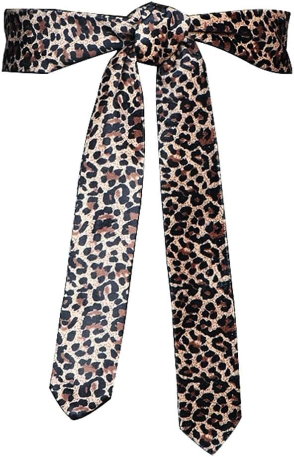 Vogue Ladies’s Lengthy leopard Tie Waist Belt For Attire Denims Coat