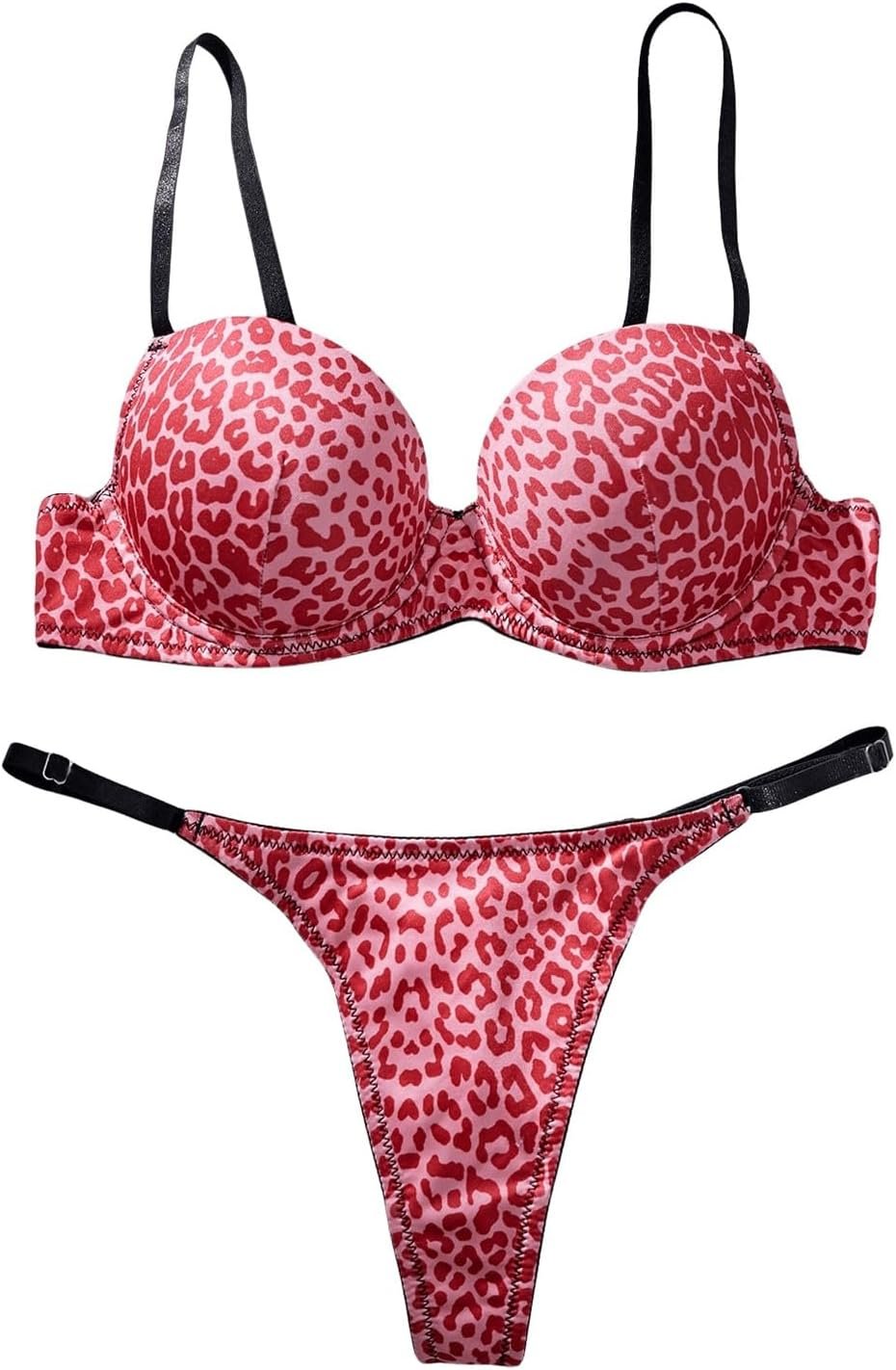 SOLY HUX Lingerie for Ladies Leopard Print Underwire Bra and Panty Underwear Units