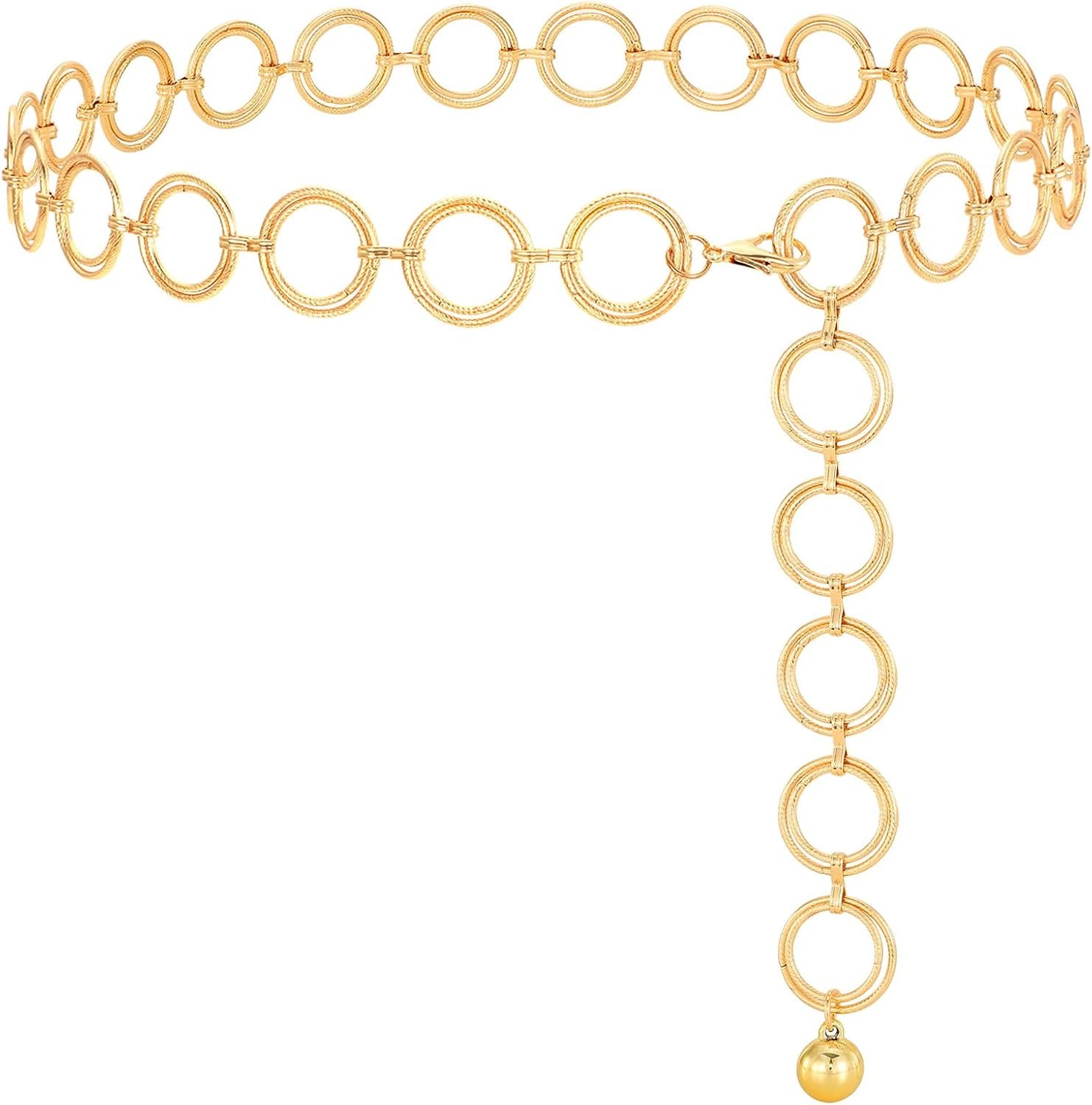 SANSTHS Chain Belts for Girls Trend Metallic Waist Chain Belt for Clothes Clunky Hyperlink Women Belt