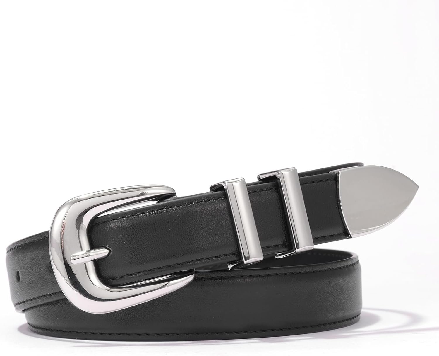 Ladies Leather-based Belts Trend Skinny Sturdy Waist with Adjustable Gold Silver Buckle for Denims Pants Attire