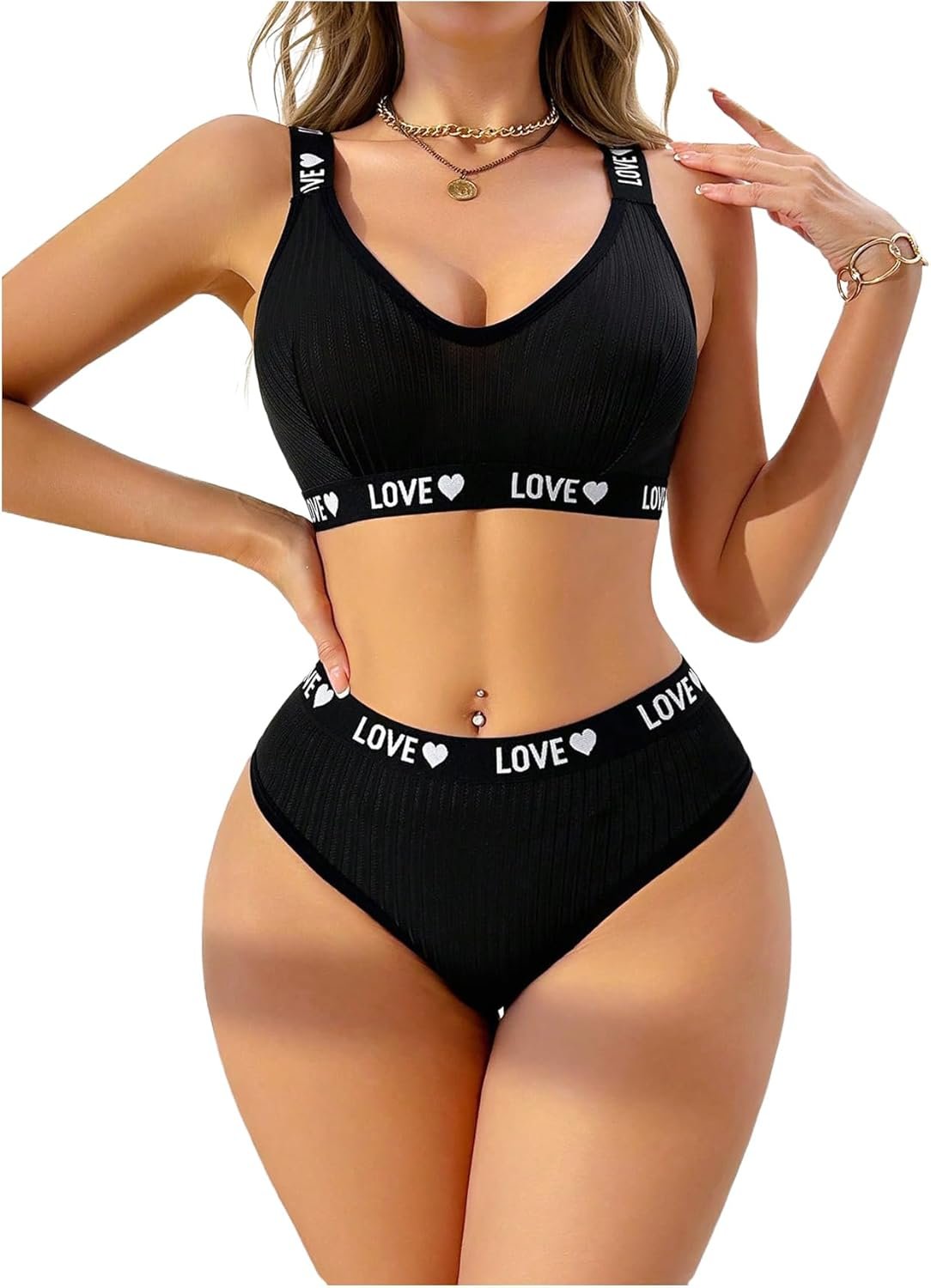 Ladies’s 2 Piece Letter Graphic Lingerie Set V Neck Wi-fi Bra and Panty Units Smooth Underwear Ladies’s 2 Piece Letter Graphic Lingerie Set V Neck Wi-fi Bra and Panty Units Smooth Underwear