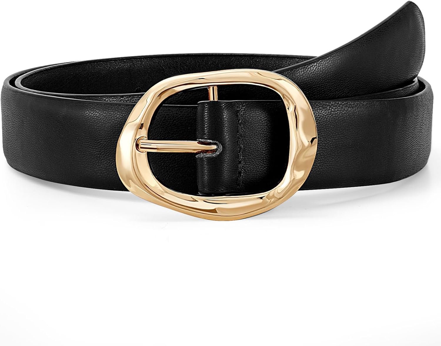 JASGOOD Ladies Leather-based Belt for Denims Pants Girls Informal Waist Belt Style Ladies Belt with Gold Buckle